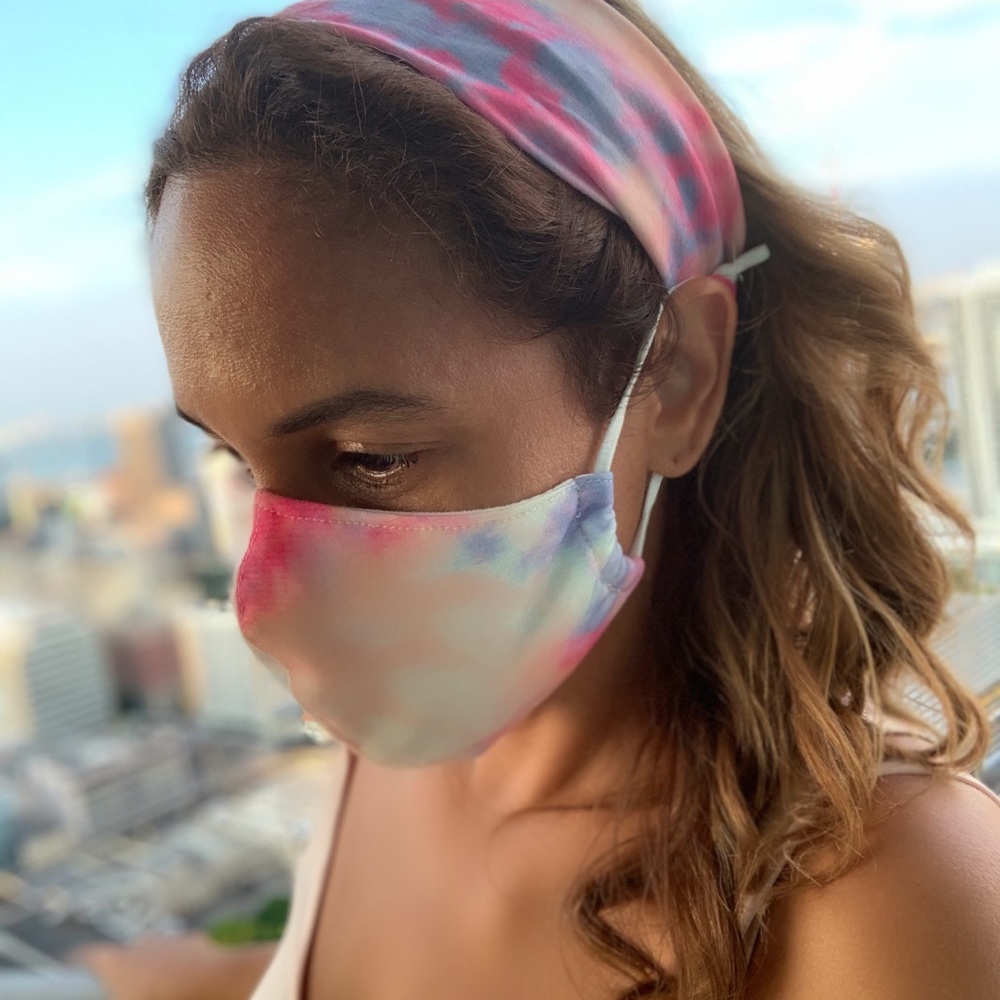 Tie dye print Mask Matching Headband / Headwrap